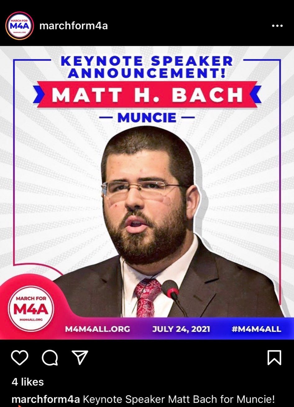 An Instagram post from marchform4a about Matthew Heimbach. An Instagram post from marchform4a about Matthew Heimbach.