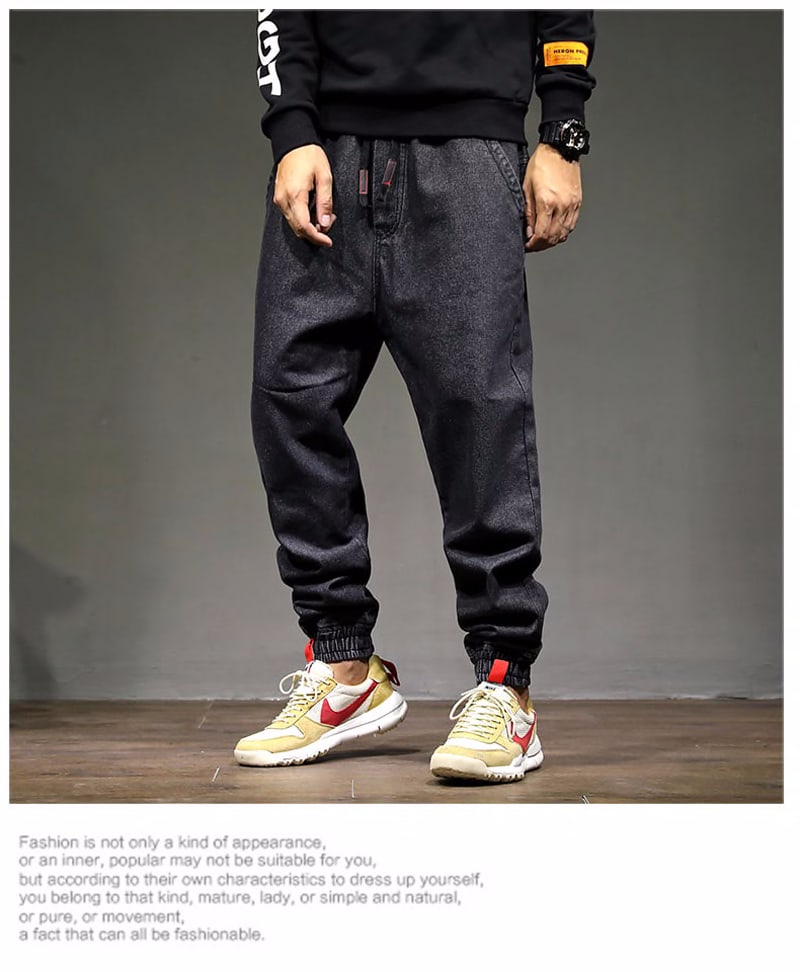 High Street Fashion Men Jogger Jeans Black Color Size 28 42 Top Quality Loose Fit Cargo Pants Harem Trousers Hip Hop Jeans Men Men S Clothing Jeans