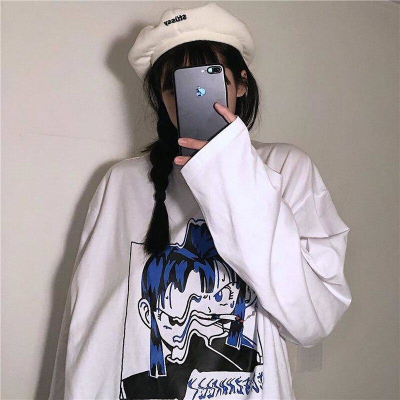 2095449453 Nicemix Women Causal Oversized T Shirt Long Sleeve O Neck Korean Top Tees 2020 Spring Cartoon Printed Pullover T Shirts Women S Clothing Tops Tees