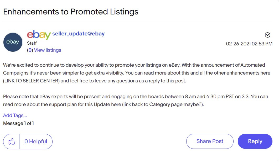 eBay Spring Seller Update Promoted Listings Enhancements