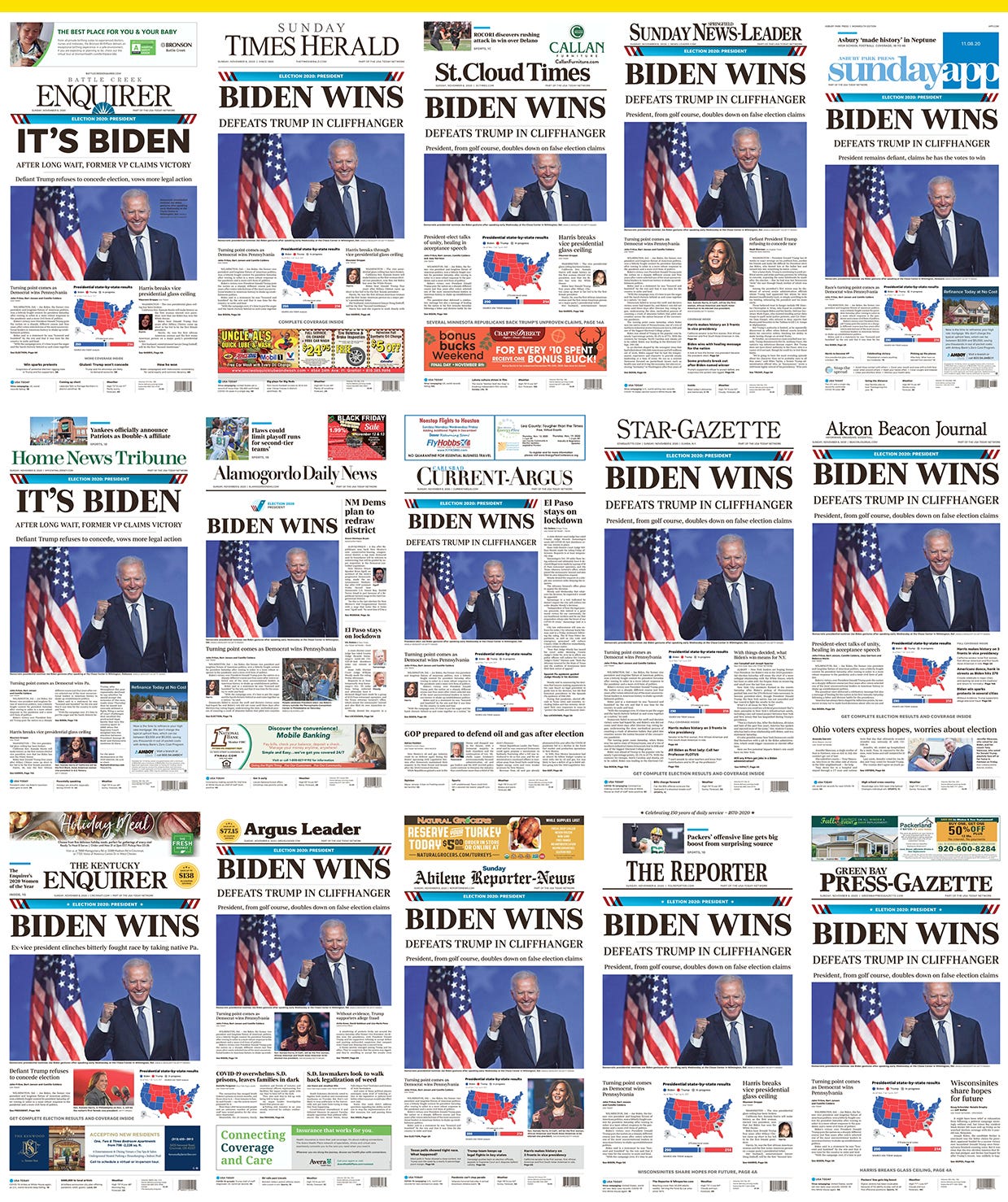 Here Are 16 Ways Newspapers Laid Out Biden S Victory By D Hunter Schwarz Yello