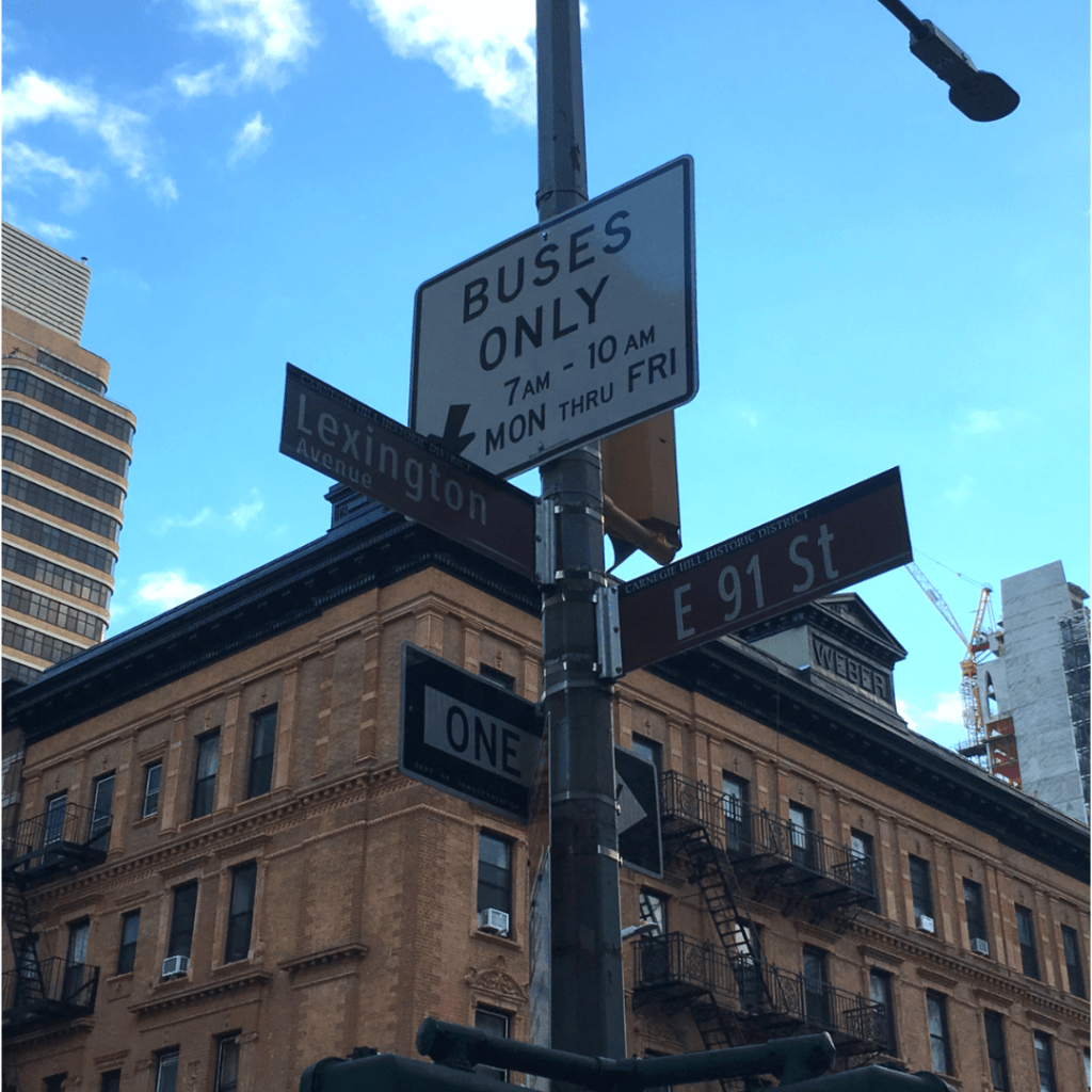 Street signs at the intersection of Lexington Avenue and 91st Street in Manhattan. Street signs at the intersection of Lexington Avenue and 91st Street in Manhattan.