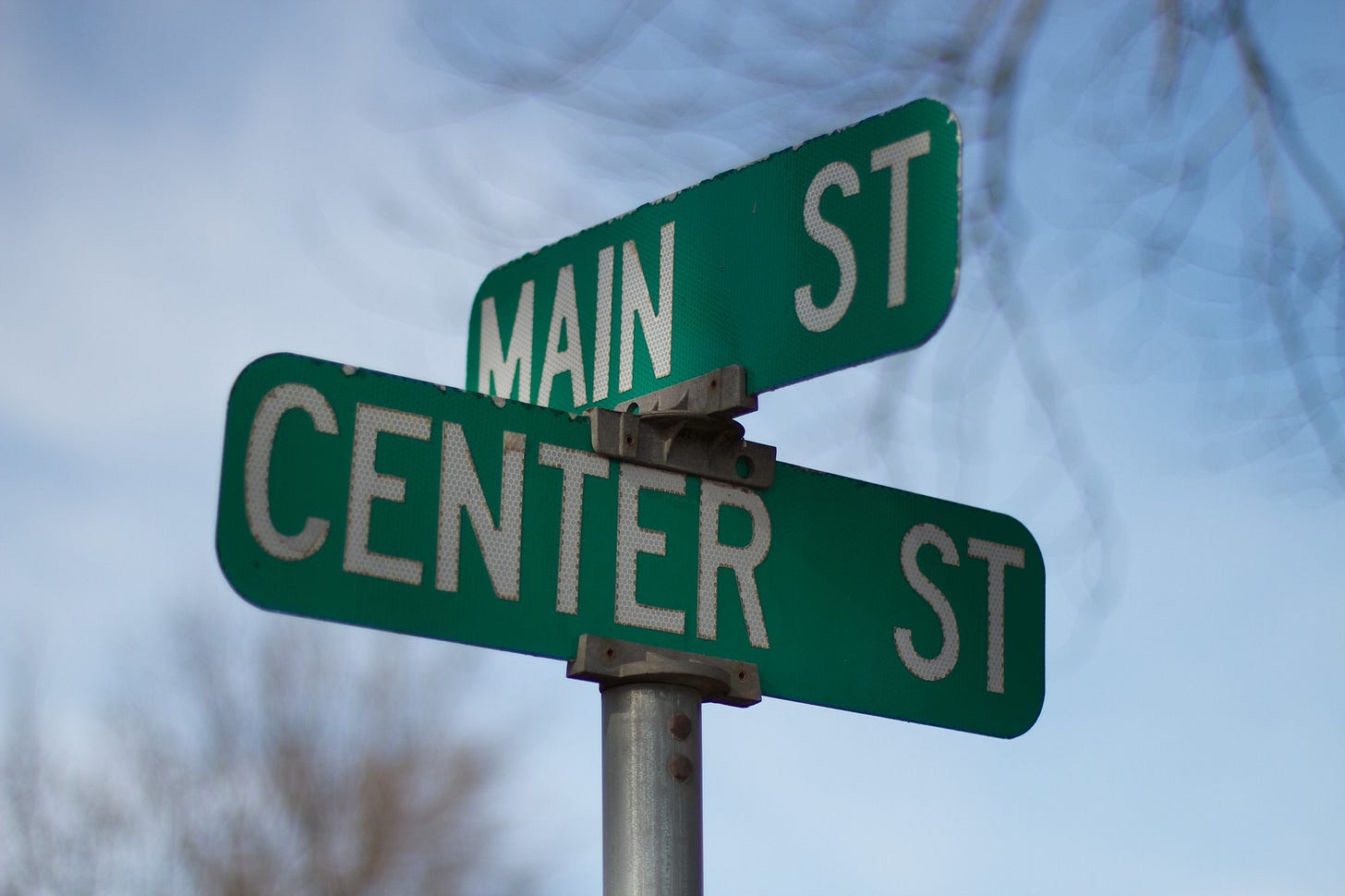 Main Street and Center Street signs Main Street and Center Street signs
