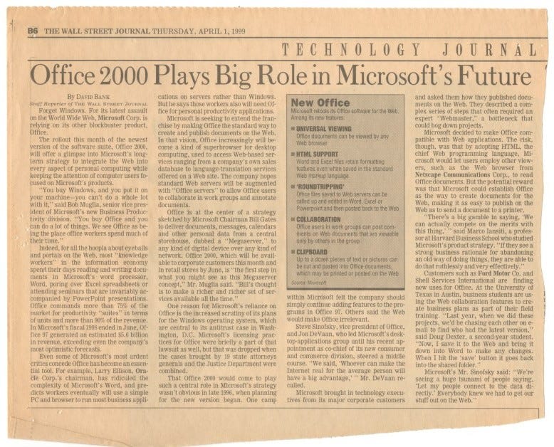 Office 2000 Plays Big Role In Microsoft's Future. Office 2000 Plays Big Role In Microsoft's Future.