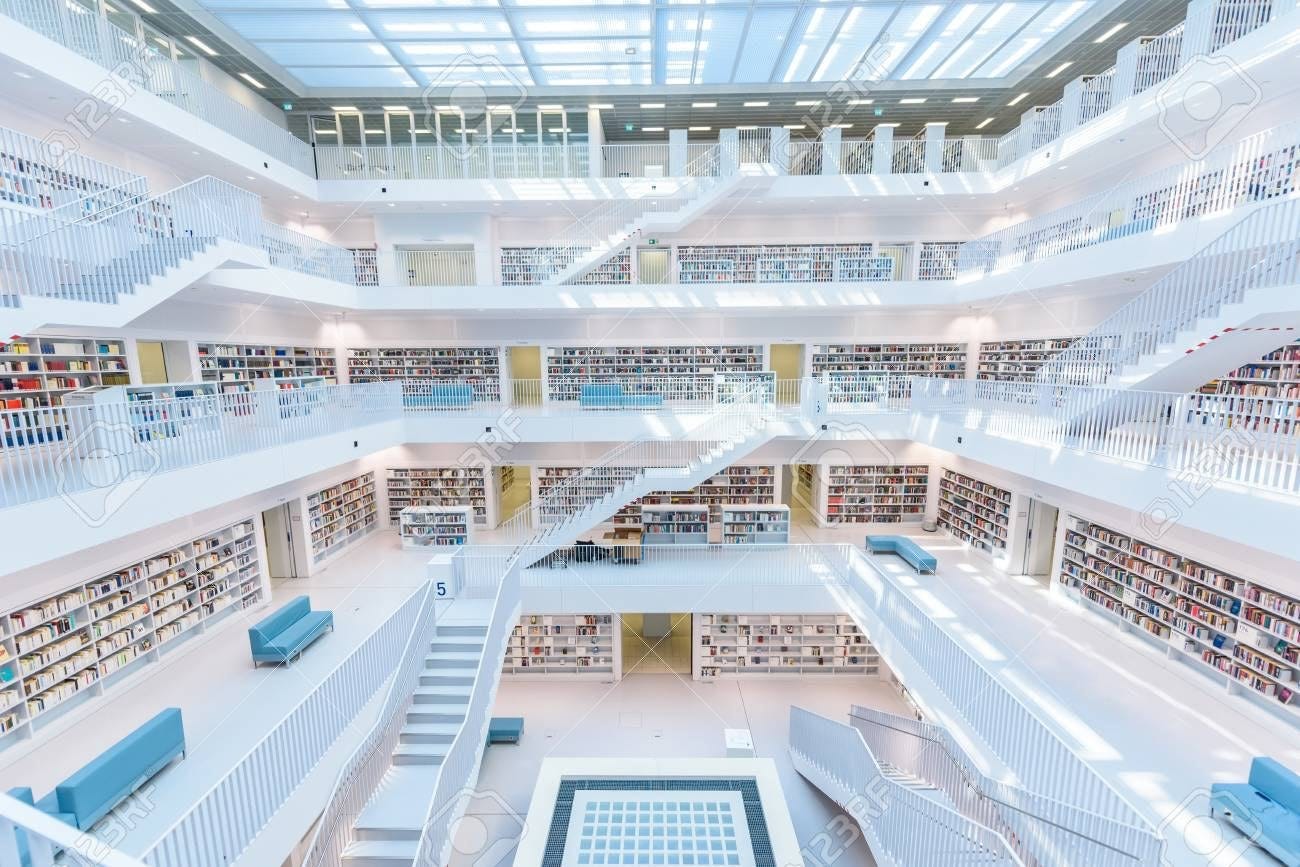 Modern Public City Library - STUTTGART, GERMANY - White Interior.. Stock Photo, Picture And Royalty Free Image. Image 101635827.
