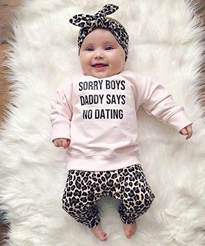 Newborn Baby Clothes Set Sorry Boys Daddy SAYS NO Dating Sweatshirt Leopard Legging Pant Outfit Headband (Pink, 0-6 Months): Buy Online at Best Price in UAE - Amazon.ae