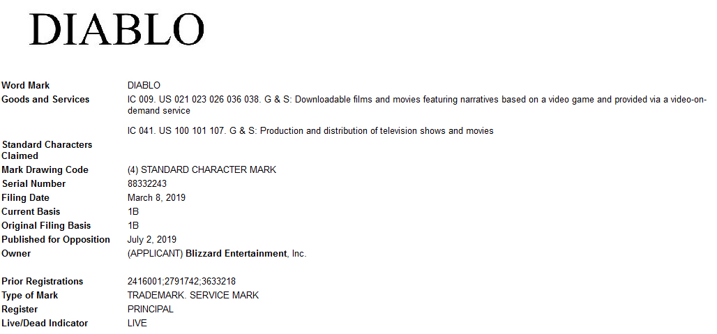 Diablo downloadable films and movies trademark Diablo downloadable films and movies trademark