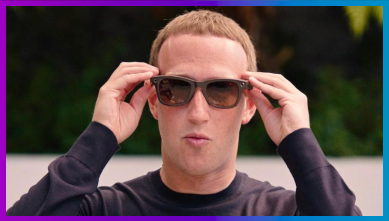 Facebook CEO Mark Zuckerberg wearing Ray-Ban “smart” sunglasses.