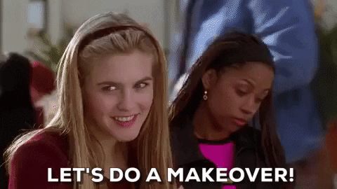 Cher from Clueless says, "Let's do a makeover!" and Dionne's face lights up. [gif]