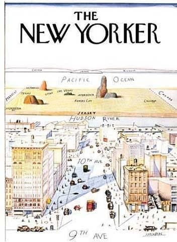 'View of the World from 9th Avenue.' Cover print by Saul Steinberg, Published in The New Yorker on 3/29/1976: Posters & Prints - Amazon.com