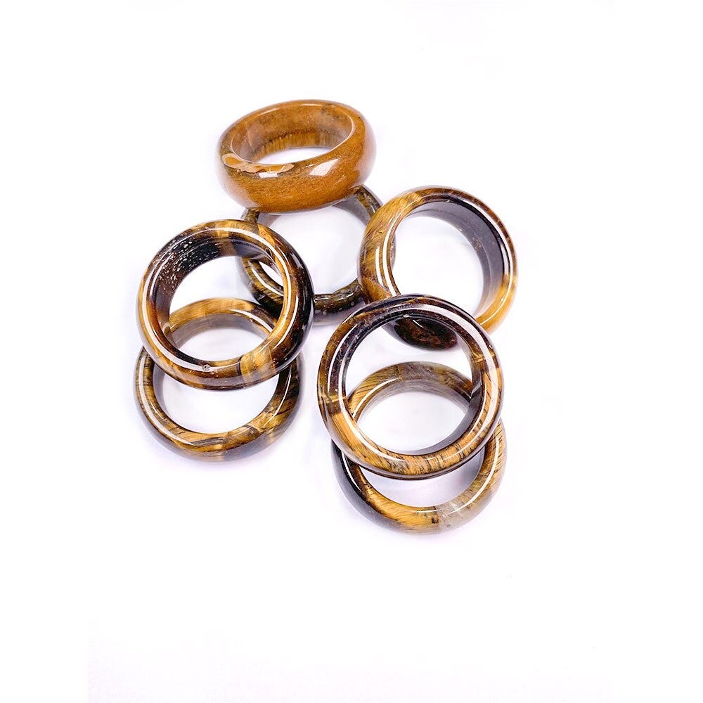 1761571368 Natural Stone Rings Jewelry A Diversity Of Stones Two Kinds Of Models Unisex Circle Natural Stone Finger Rings Charms 8mm Width Jewelry Accessories Fashion Jewelry