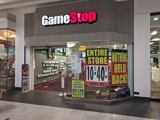 image of GameStop store with everything on sale.
