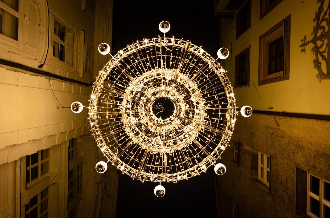 A chandelier photographed from directly below. A chandelier photographed from directly below.