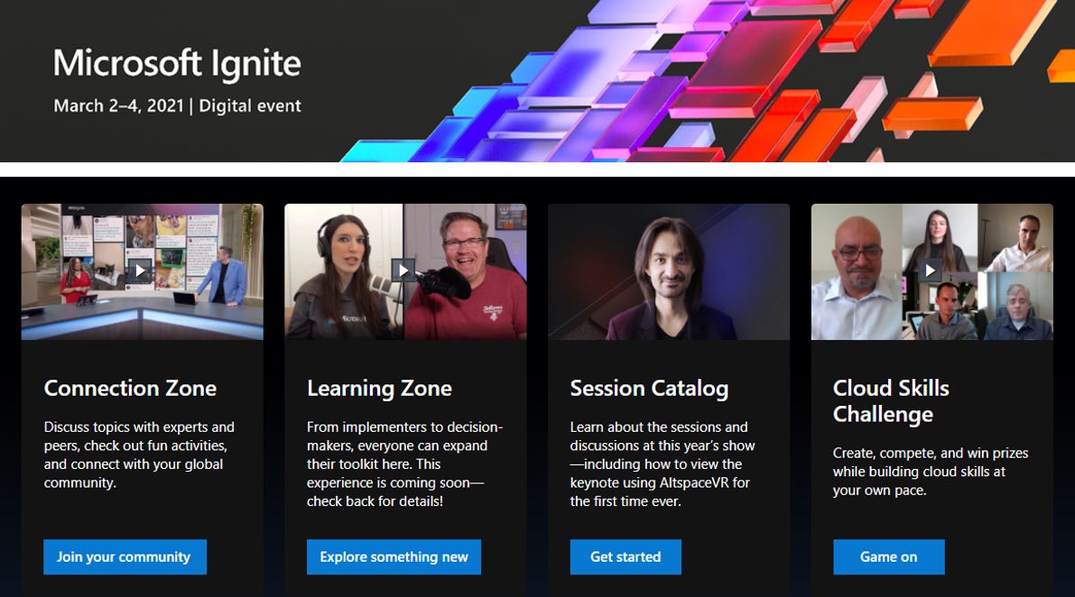 Snapshot screenshot of the main Microsoft Ignite website home page - highlighting much of the people and content you can expect from the event this year. Snapshot screenshot of the main Microsoft Ignite website home page - highlighting much of the people and content you can expect from the event this year.