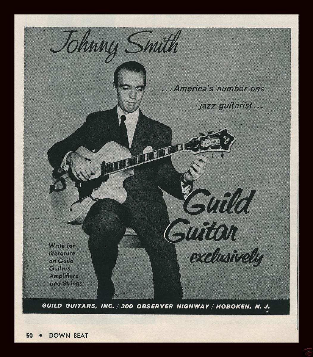 1958 GUILD Guitars Johnny Smith Photo Vintage Trade Print Ad on PopScreen