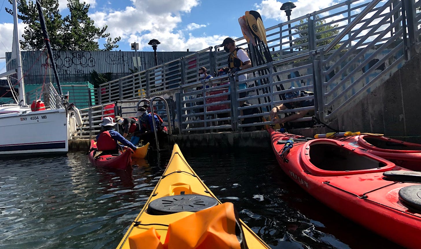 Kayaking in Newtown Creek between Greenpoint and Long Island City with the Brooklyn Bridge Park Boathouse. Kayaking in Newtown Creek between Greenpoint and Long Island City with the Brooklyn Bridge Park Boathouse.
