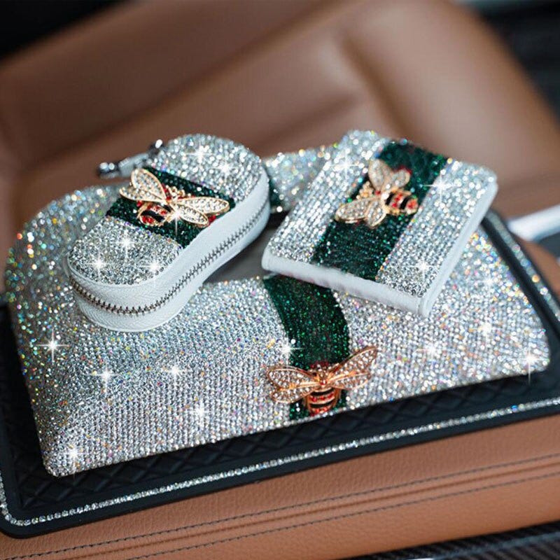 Car Key Bag Bee Cute Diamond Multi-function Zipper Keychain Universal Lady Driver Car Key Bag Bee Cute Diamond Multi-function Zipper Keychain Universal Lady Driver