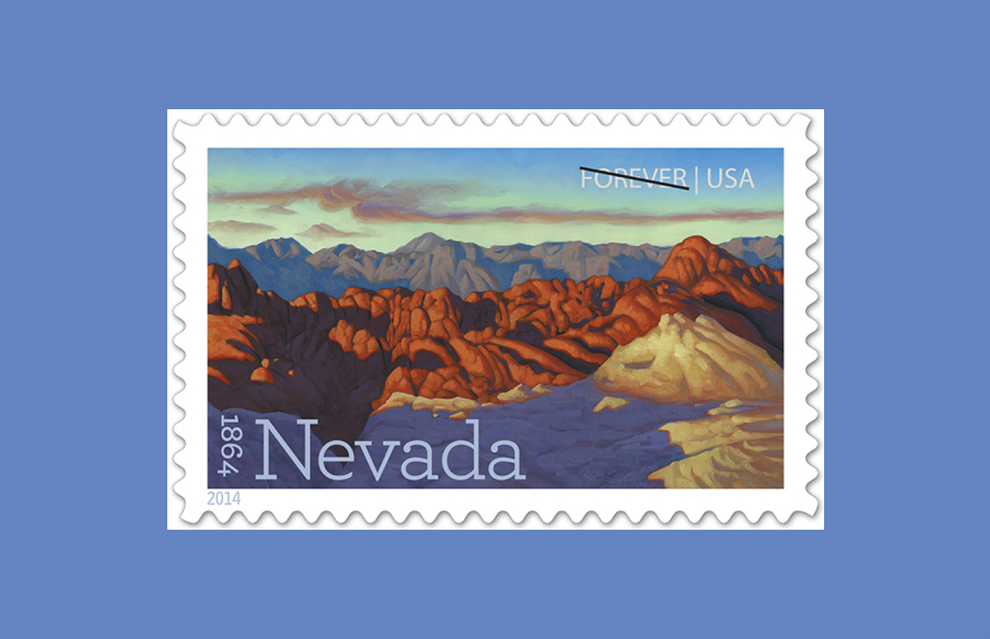 img: stamp by USPS - Nevada is in Archer, a slab serif; source: FontsInUse