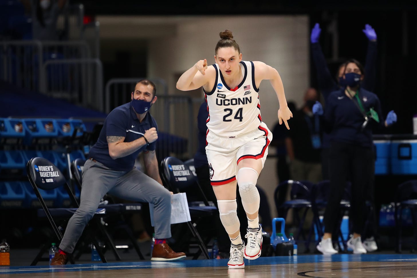 Anna Makurat as seen during the 2020-21 Sweet 16. (Photo by Justin Tafoya/NCAA Photos via Getty Images)