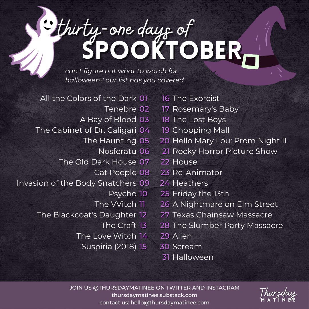 Full 31 Days of Spooktober watchlist
