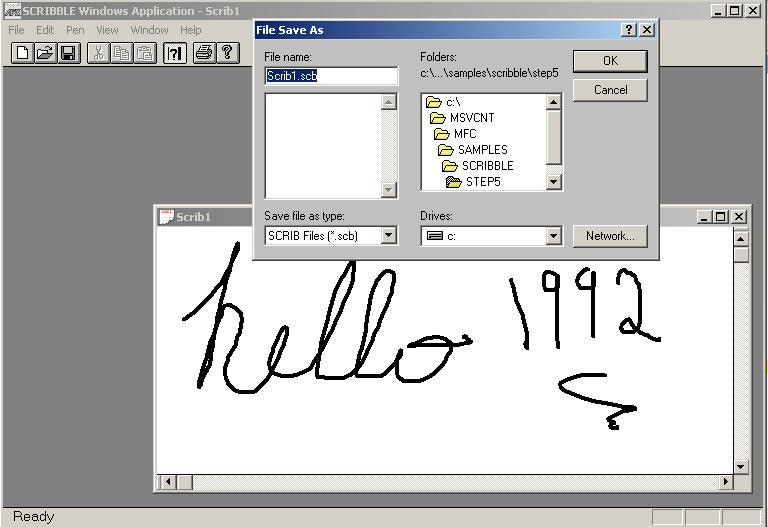 Windows program running called Scribble.