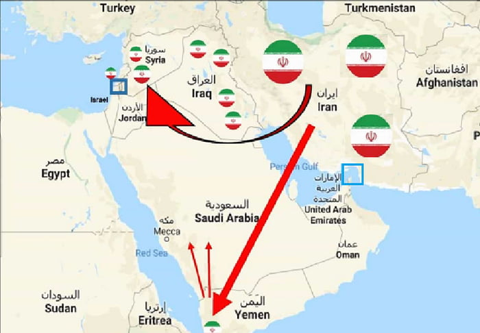 Iran's presence and influence in the middle east. (activities in other regions not included) Iran's presence and influence in the middle east. (activities in other regions not included)