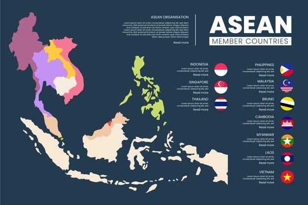 Free Vector | Asean map on white background