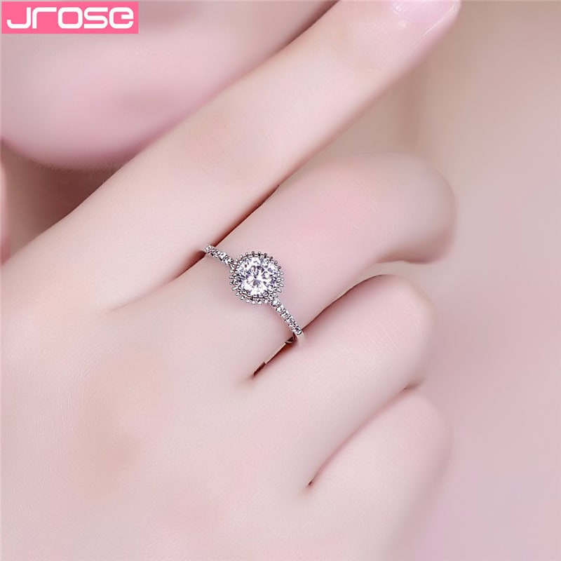 Jrose 19 Princess Silver Color Exquisite Bijoux Fashion Wedding Engagement Couple Ring Set Cubic Zirconia Jewelry Party Jewelry Accessories Fashion Jewelry