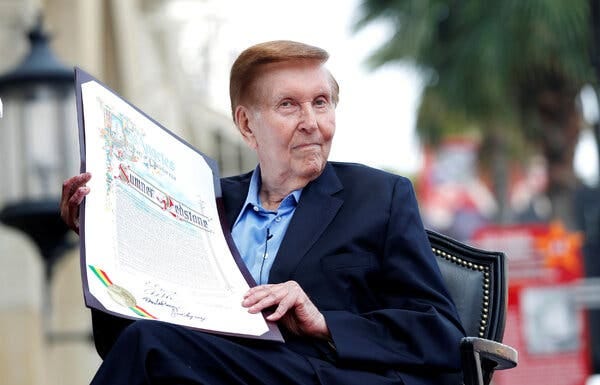 Sumner Redstone in 2012, before the unveiling of his star on the Hollywood Walk of Fame. He died Tuesday.