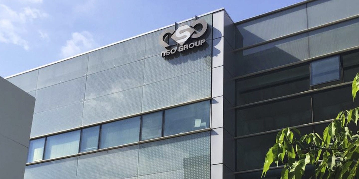 FILE - This Thursday, Aug. 25, 2016 file photo shows the logo of the Israeli NSO Group company on a building where they had offices in Herzliya, Israel. Researchers say an increasingly notorious brand of Israeli surveillance software is being used further afield than previously known, with possible infections detected around the globe. (AP Photo/Daniella Cheslow, File) FILE - This Thursday, Aug. 25, 2016 file photo shows the logo of the Israeli NSO Group company on a building where they had offices in Herzliya, Israel. Researchers say an increasingly notorious brand of Israeli surveillance software is being used further afield than previously known, with possible infections detected around the globe. (AP Photo/Daniella Cheslow, File)