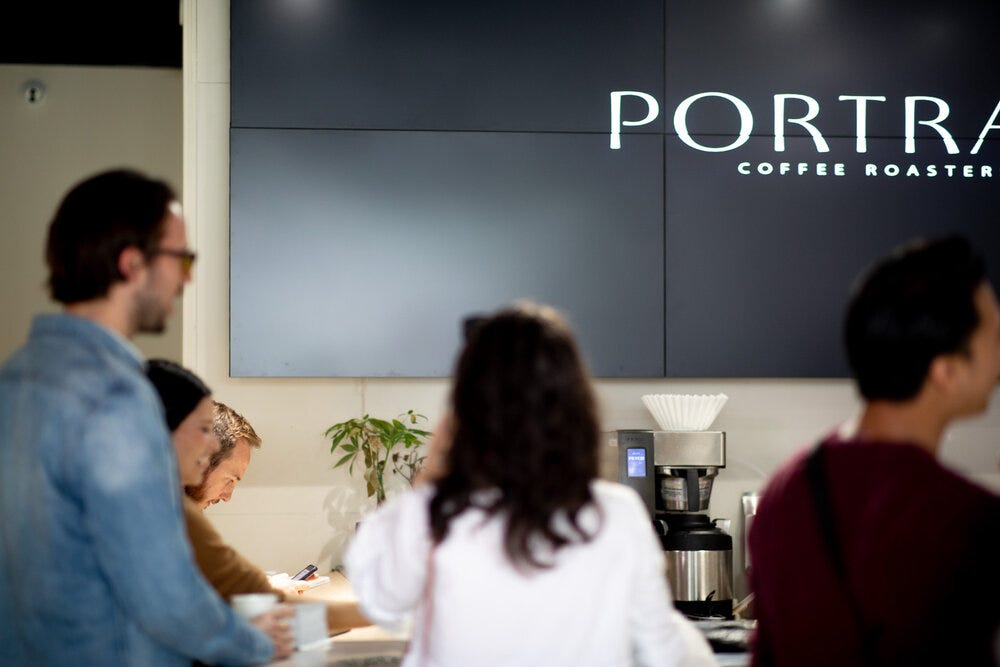 Attendees of the Portrait Coffee Roasters pop-up enjoyed free coffee. Attendees of the Portrait Coffee Roasters pop-up enjoyed free coffee.