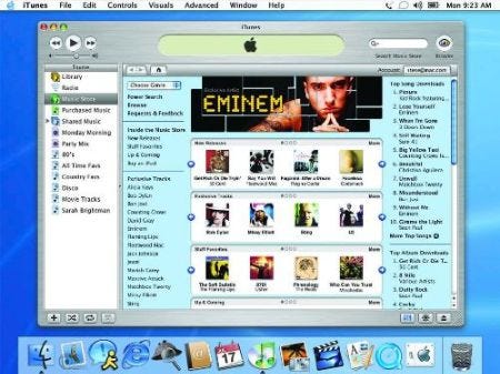 uma imagem da interface do iTunes na época do seu lançamento, em 2003. uma imagem da interface do iTunes na época do seu lançamento, em 2003.