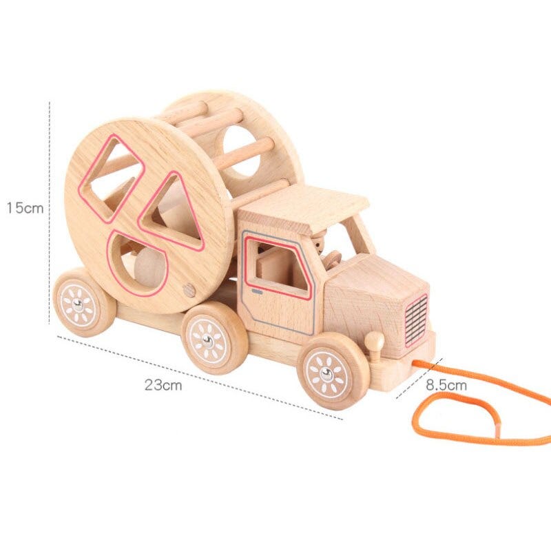 learn shapes with wooden truck toy