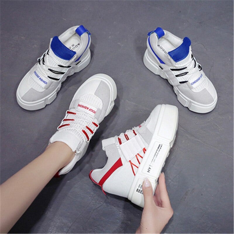 white heeled trainers