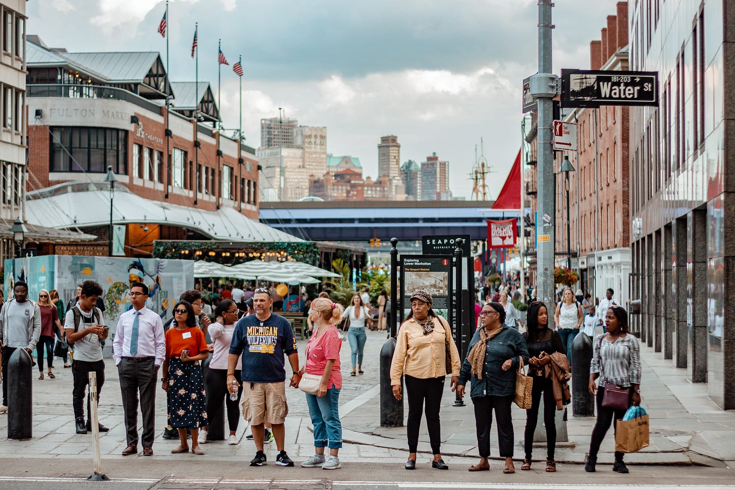 Pedestrians waiting to cross the street in New York: A photo by David Elikwu