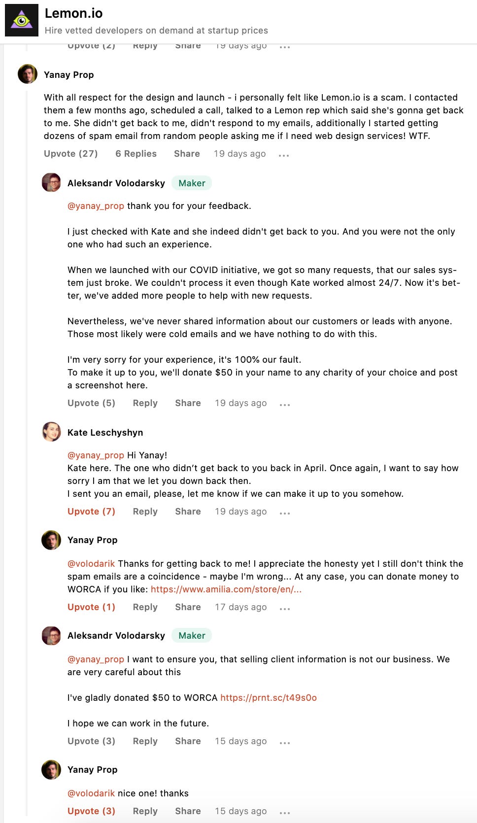 Comment on Product Hunt launch