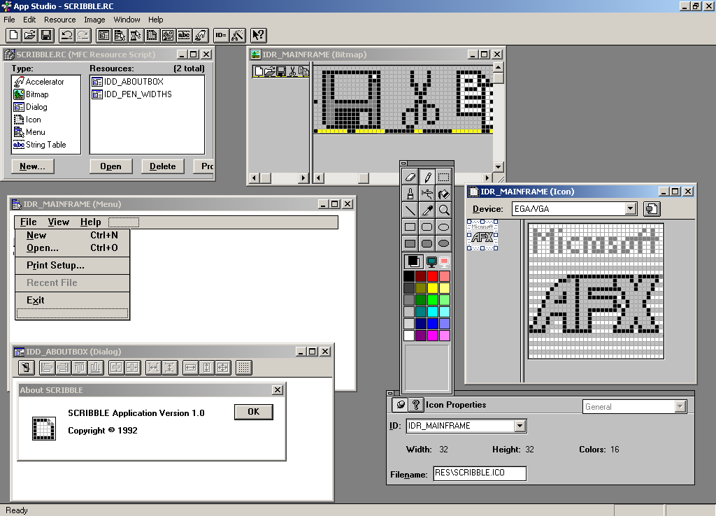 User interface screen of Windows app for designing user interface.