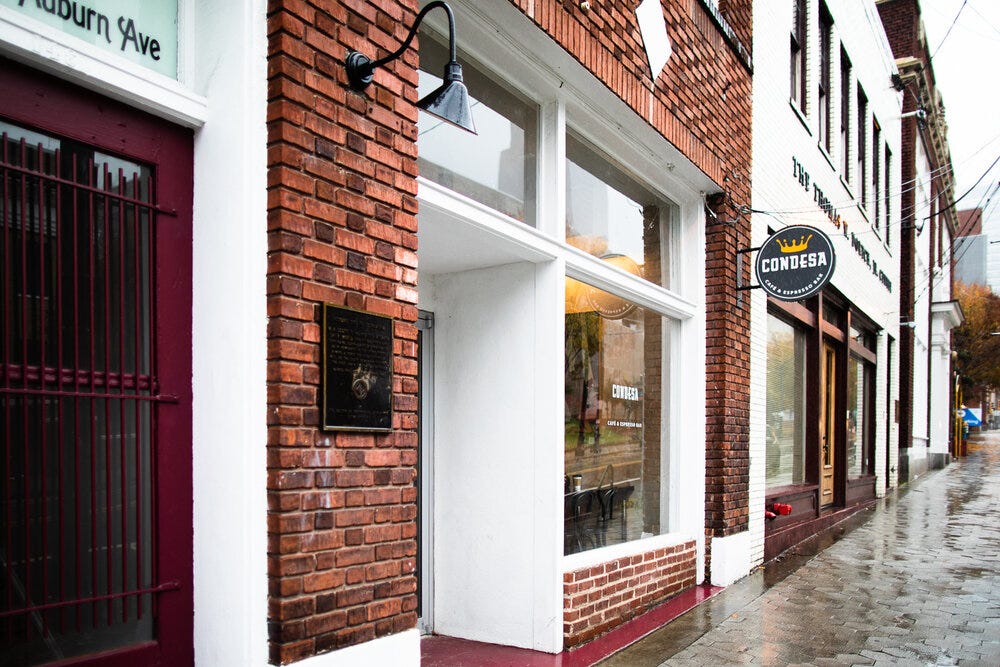 The Sweet Auburn neighborhood in Atlanta. Refuge Coffee Co. will occupy the space previously taken up by Condesa Coffee. The Sweet Auburn neighborhood in Atlanta. Refuge Coffee Co. will occupy the space previously taken up by Condesa Coffee.