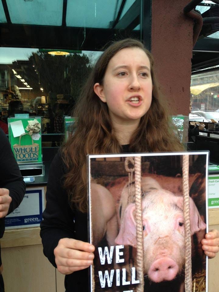 Almira now speaks out for pigs and other animals. Almira now speaks out for pigs and other animals.