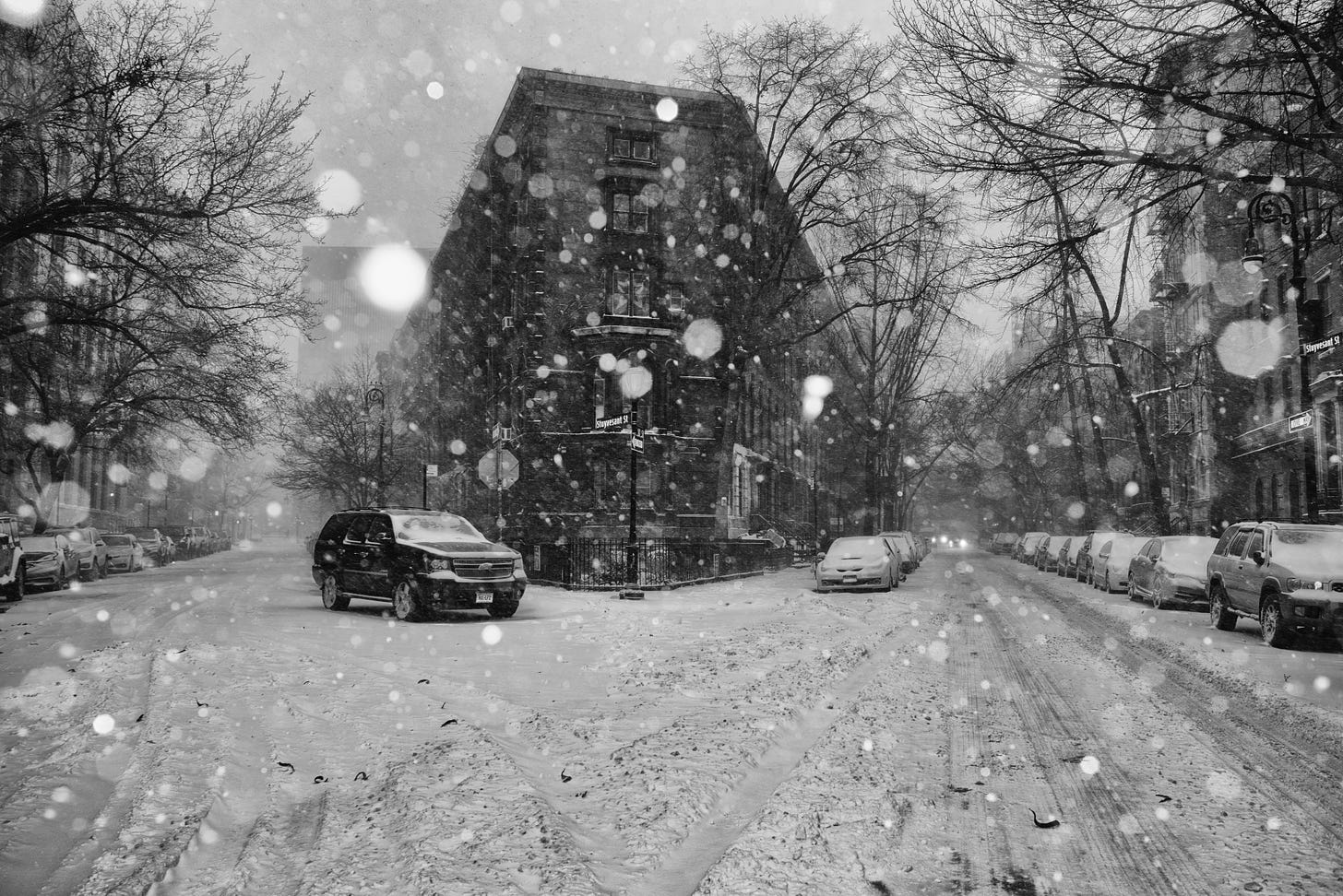 A snowy winter street