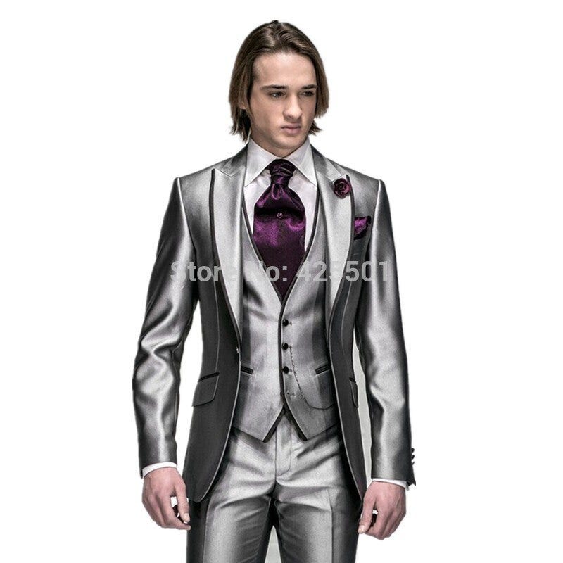 silver wedding suits for groom