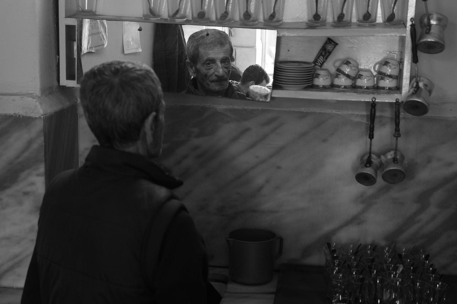 image of an old man looking at his reflection in a mirror for article by Larry G. Maguire image of an old man looking at his reflection in a mirror for article by Larry G. Maguire