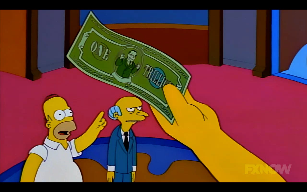 Os Simpsons volven facelo: o billete dun trillón de dólares podería ser unha realidade.