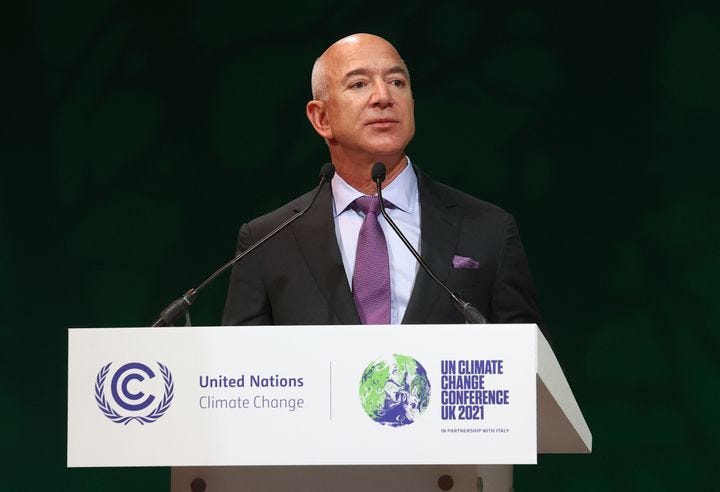 Bezos speaking at COP26 in Glasgow