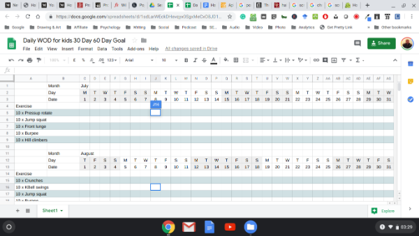 screenshot of a spreadsheet I use for 30-day habit formation screenshot of a spreadsheet I use for 30-day habit formation