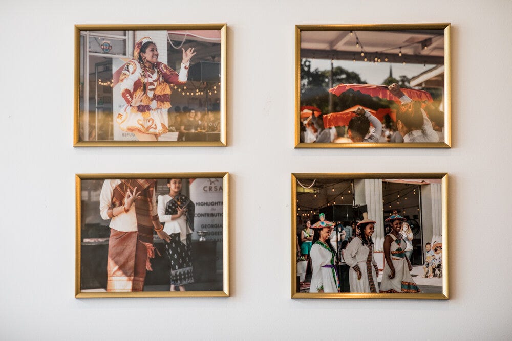 Four framed photographs on the wall at Refuge Coffee Co. in Sweet Auburn. Four framed photographs on the wall at Refuge Coffee Co. in Sweet Auburn.