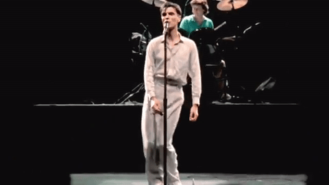 David Byrne swivels his hips in Stop Making Sense [gif]