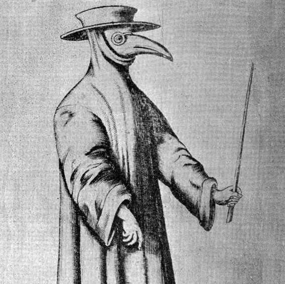 Drawing of a plague doctor
