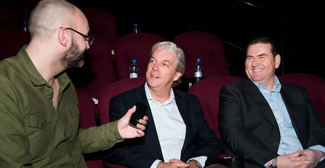 Jonathan Melville, Larry O'Reilly and Matt Eyre at the Cineworld IMAX