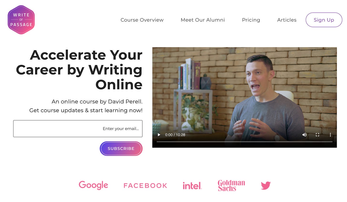 David Perell runs his own online course called Write of Passage